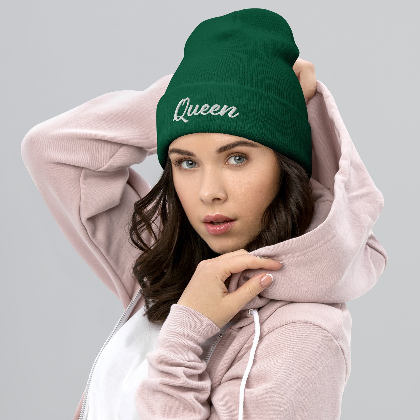 Queen Embroidered Cuffed Beanie