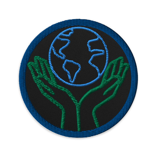 Hand Holding Globe Embroidered Patches