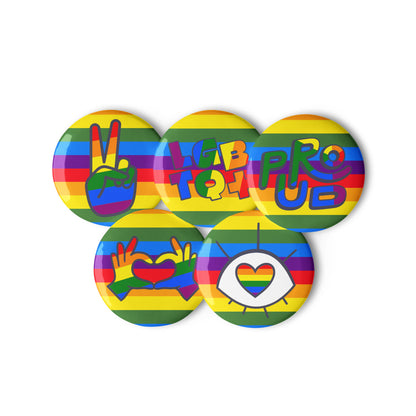 LGBTQ+ Pride Set of Pin Buttons