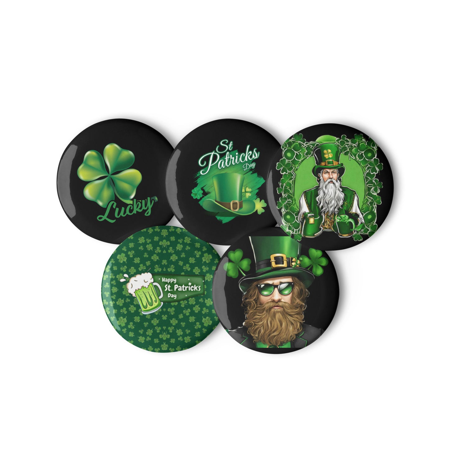 St. Patrick's Day Set of pin buttons