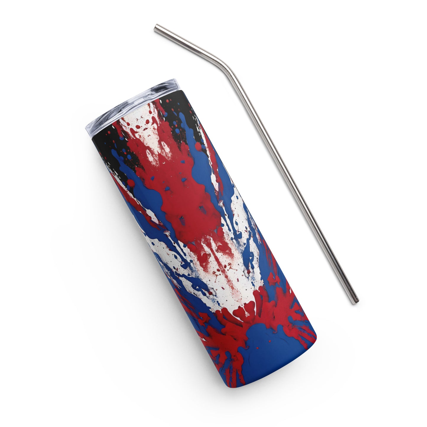 Stainless Steel Tumbler Red White Blue Black Custom Design 20oz Skinny Tumbler