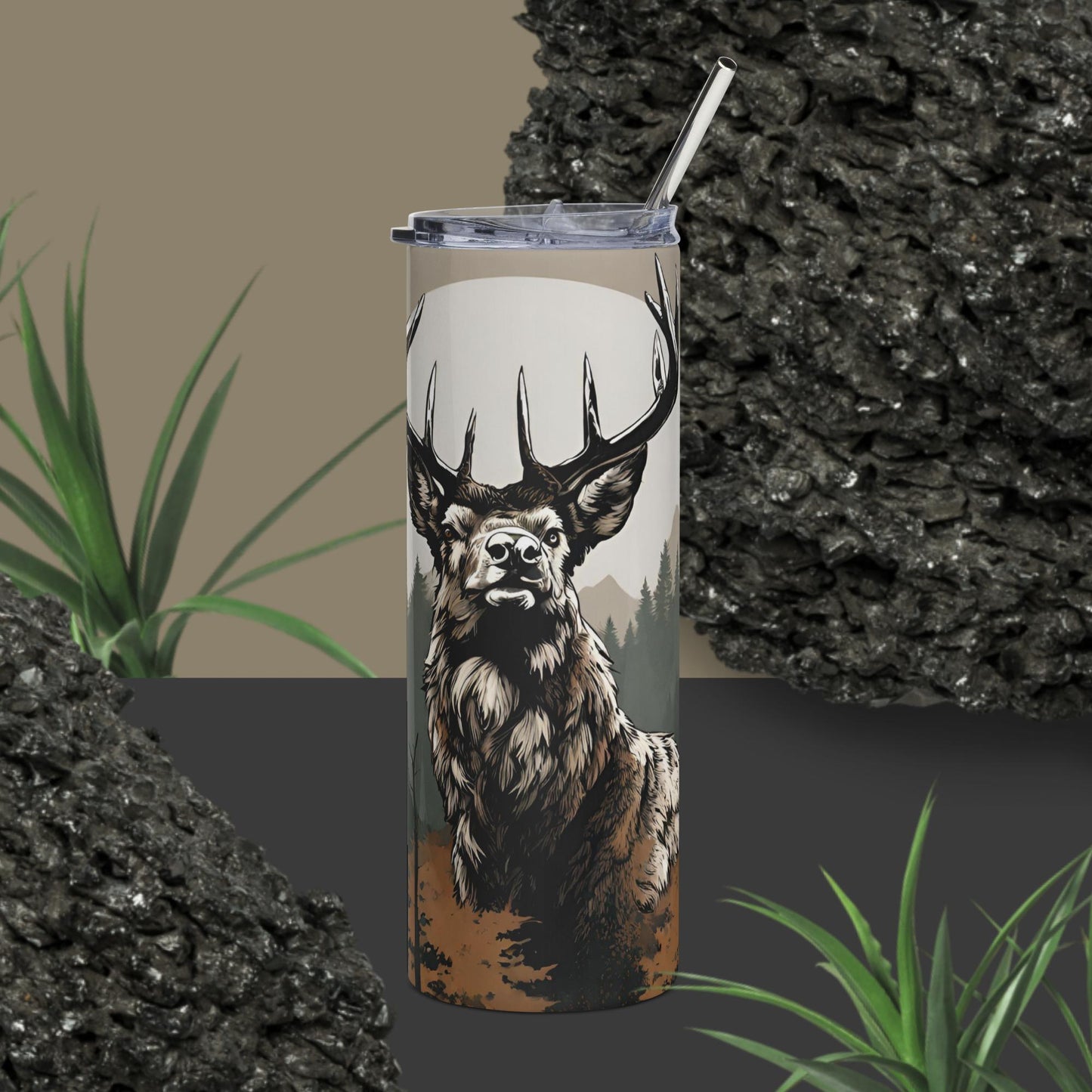 Custom Deer Design Stainless Steel Skinny Tumbler