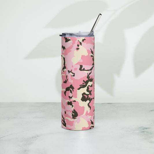 Pink Camo Print Stainless Steel Skinny Tumbler Cup 20 oz