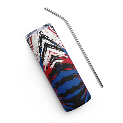 Stainless Steel Tumbler Red White Blue Black Custom Design 20oz Skinny Tumbler