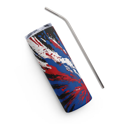 Stainless Steel Tumbler Red White Blue Black Custom Design 20oz Skinny Tumbler