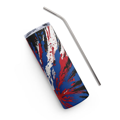 Stainless Steel Tumbler Red White Blue Black Custom Design 20oz Skinny Tumbler