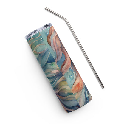 Mermaid Watercolor Stainless Steel Skinny Tumbler Cup 20 oz