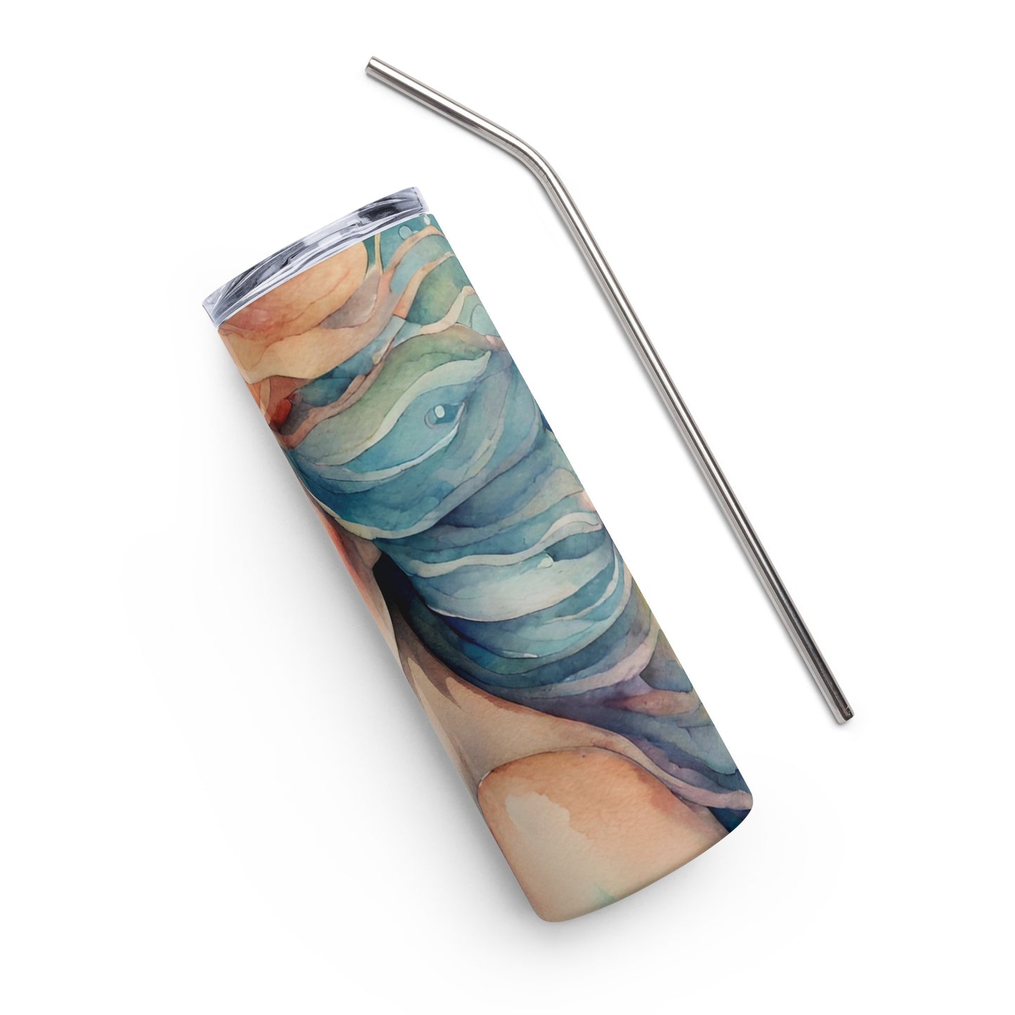 Mermaid Watercolor Stainless Steel Skinny Tumbler Cup 20 oz