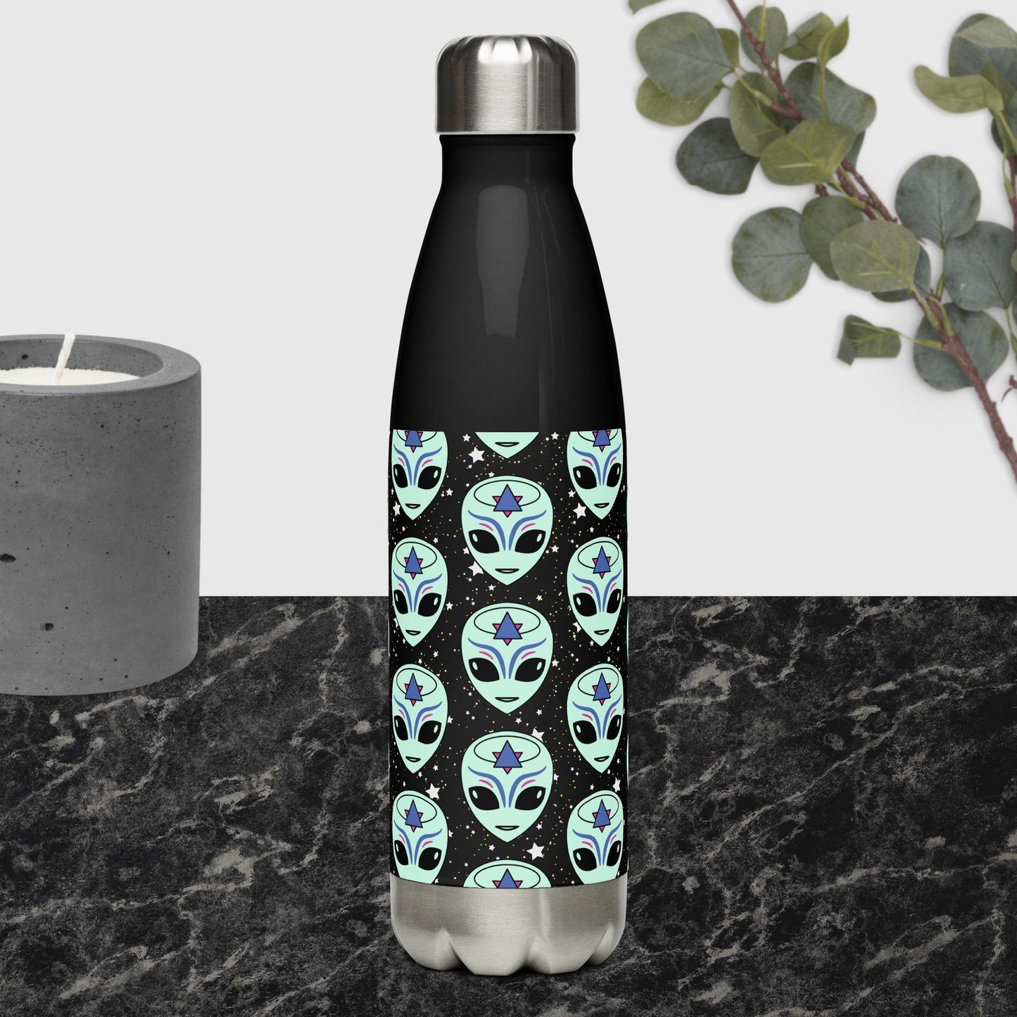 Stainless Steel Water Bottle Kelsey's Korner Branded Alien Galaxy Design