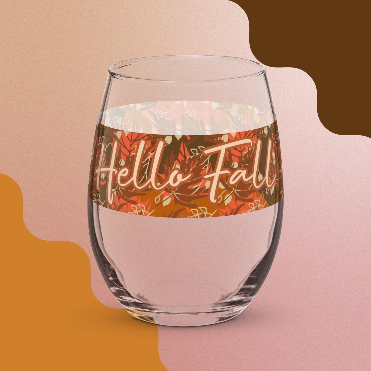 Stemless "Hello Fall" Wine Glass