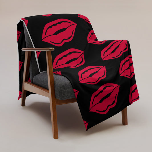 Red Lips Throw Blanket