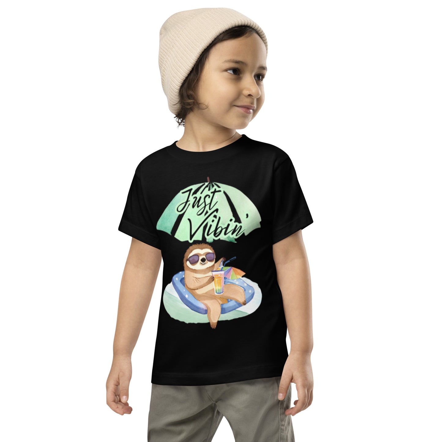 Toddler Unisex Short Sleeve Tee Summer Sloth Just Vibin'