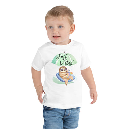 Toddler Unisex Short Sleeve Tee Summer Sloth Just Vibin'