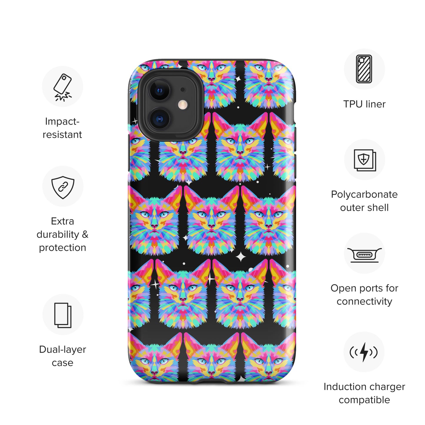 Colorful Space Cat Tough Case for iPhone® Kelsey's Korner Designed