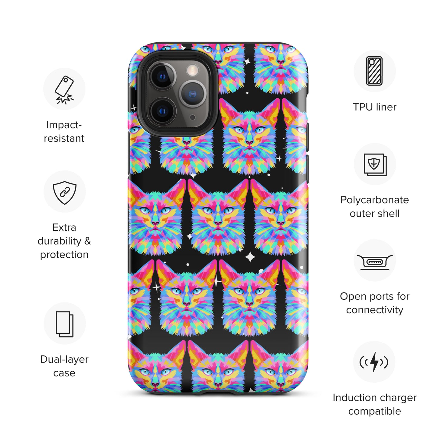 Colorful Space Cat Tough Case for iPhone® Kelsey's Korner Designed