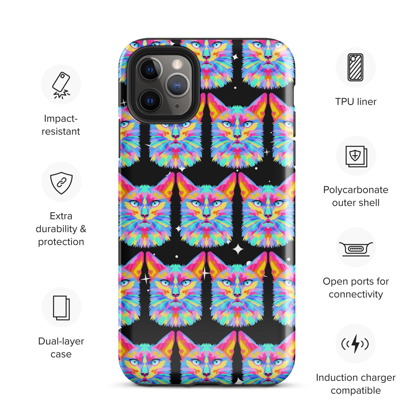 Colorful Space Cat Tough Case for iPhone® Kelsey's Korner Designed