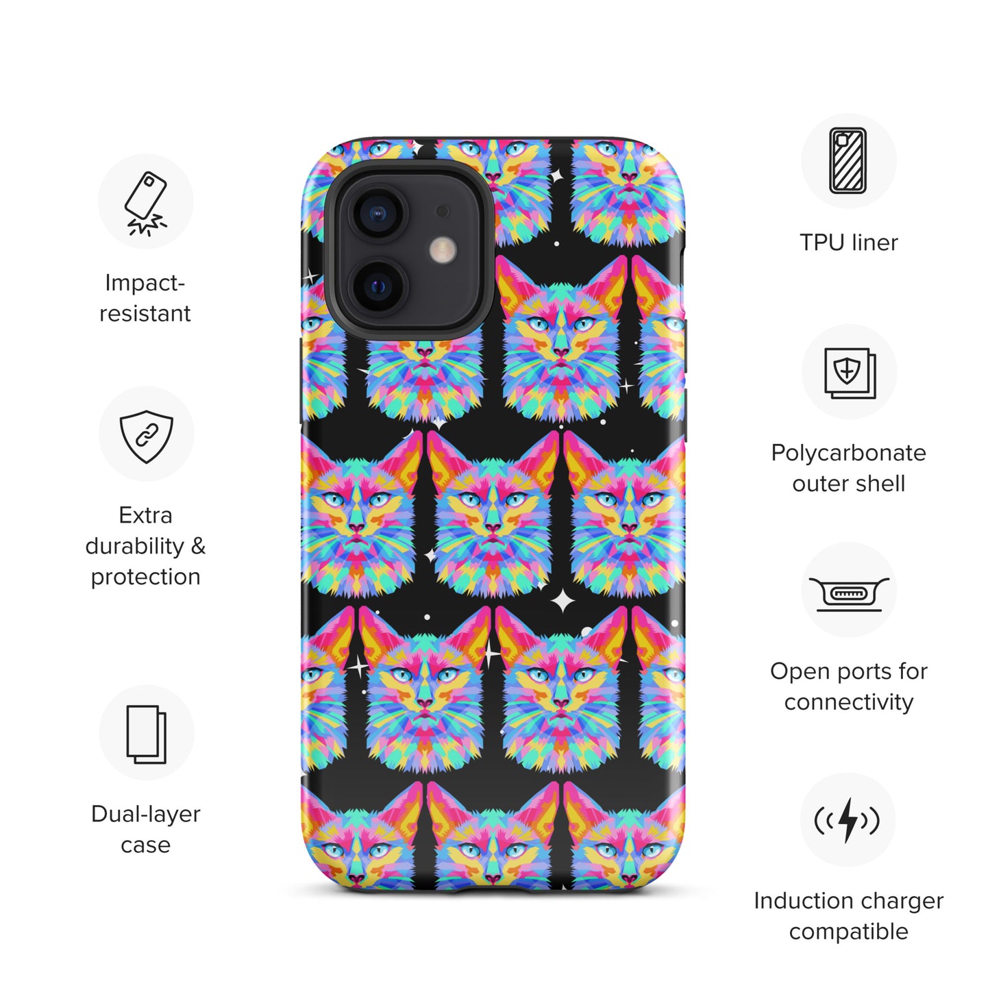 Colorful Space Cat Tough Case for iPhone® Kelsey's Korner Designed