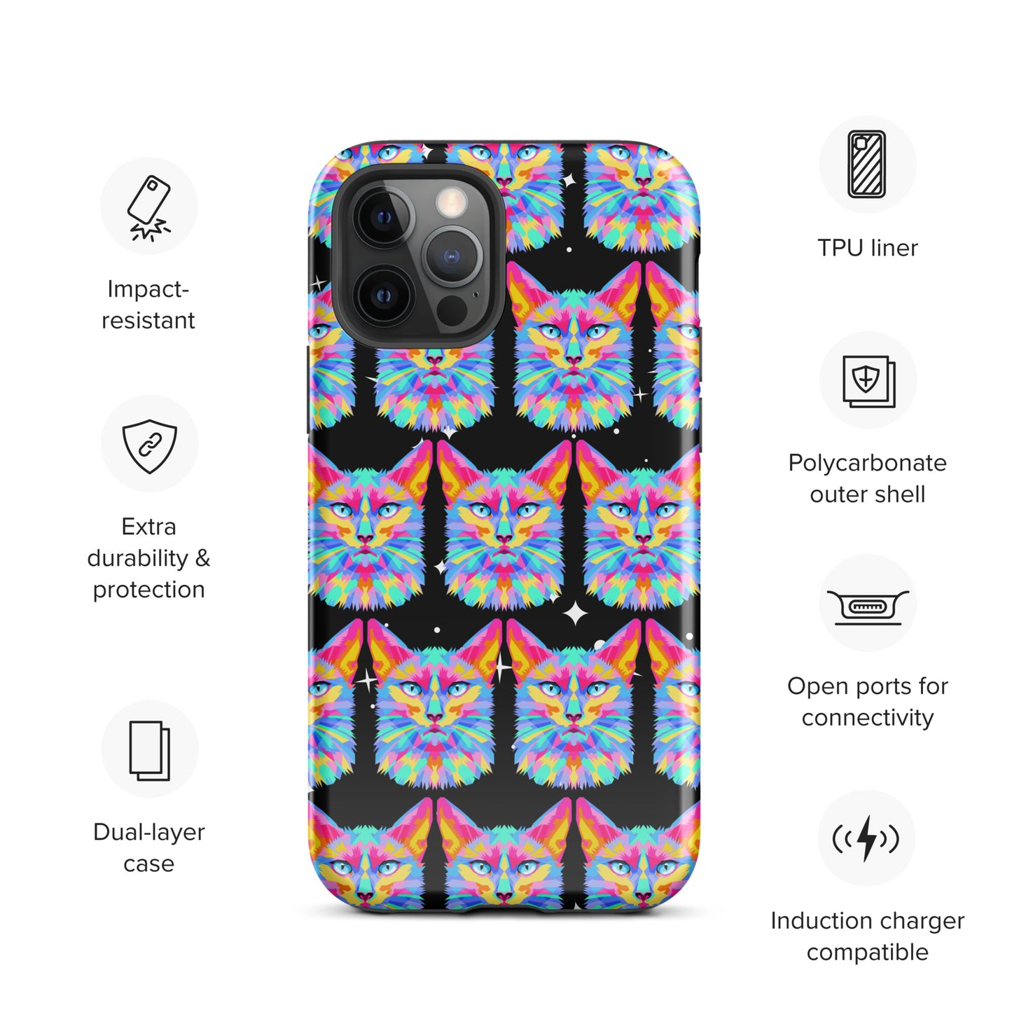 Colorful Space Cat Tough Case for iPhone® Kelsey's Korner Designed