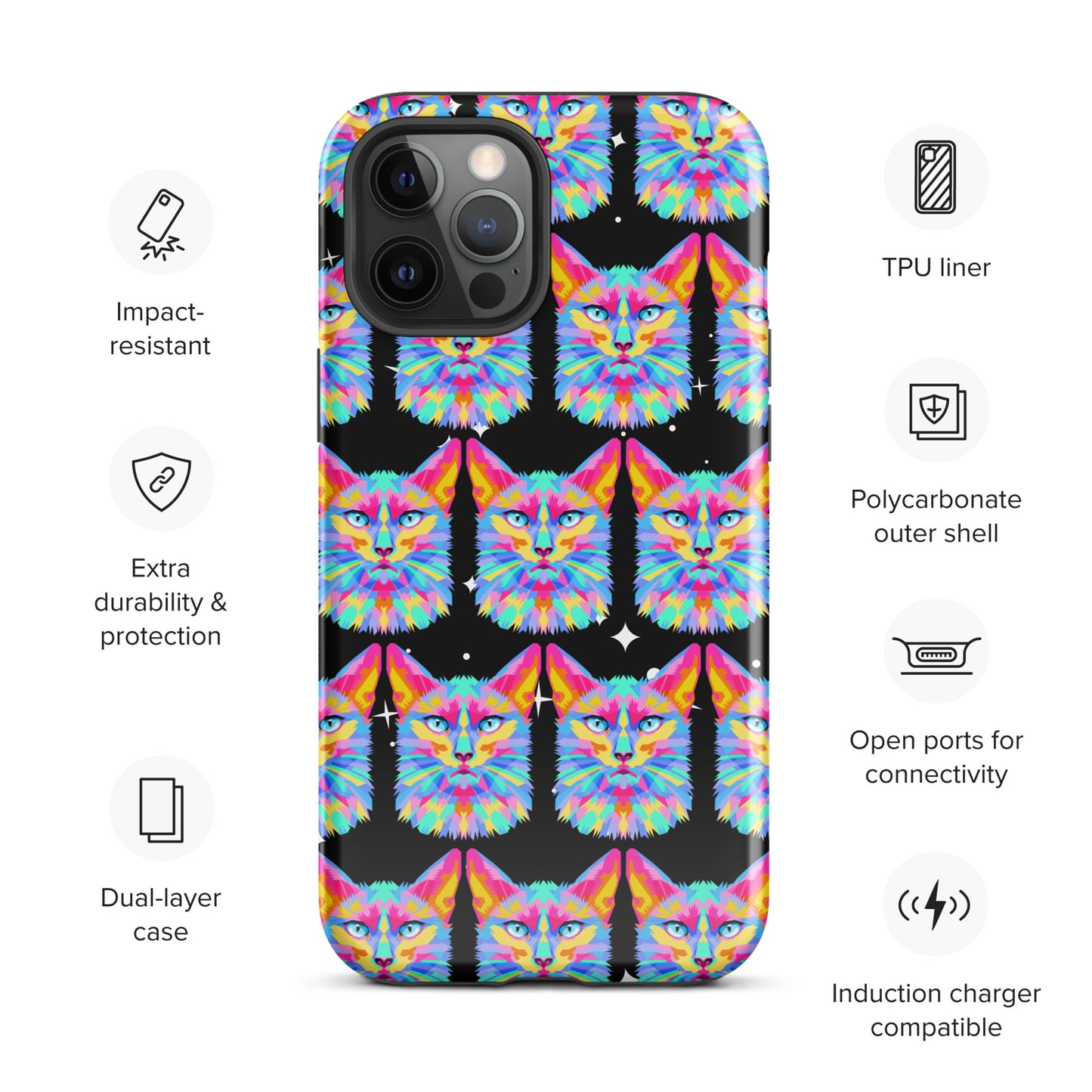 Colorful Space Cat Tough Case for iPhone® Kelsey's Korner Designed