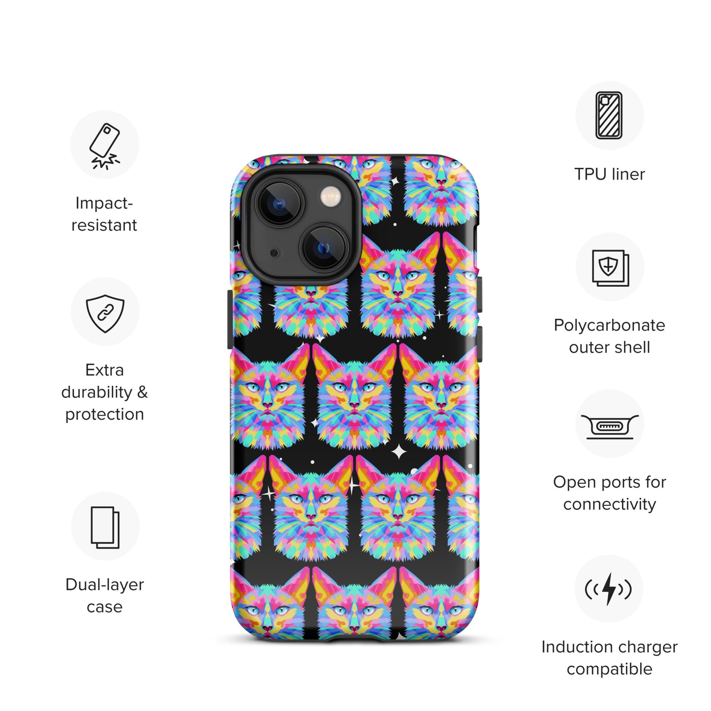 Colorful Space Cat Tough Case for iPhone® Kelsey's Korner Designed