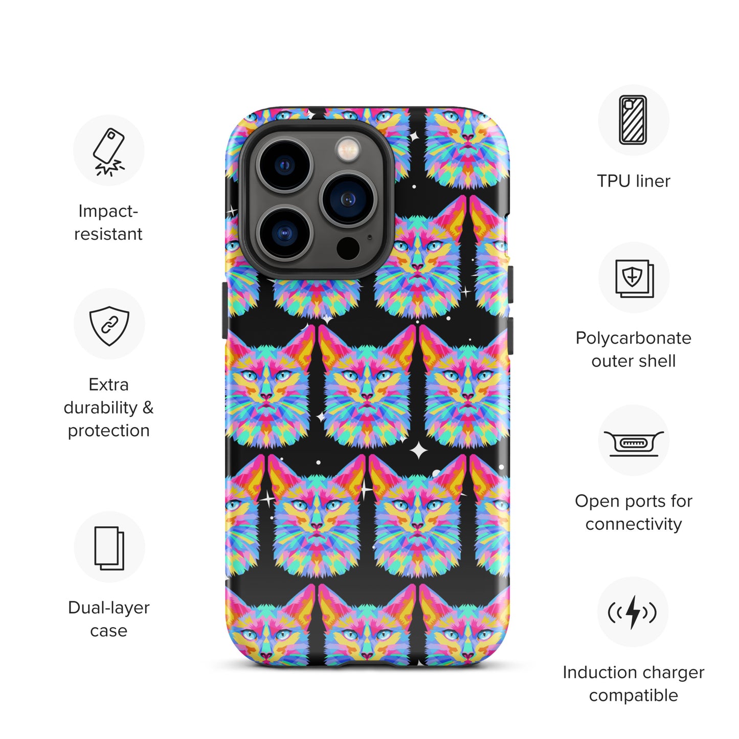 Colorful Space Cat Tough Case for iPhone® Kelsey's Korner Designed