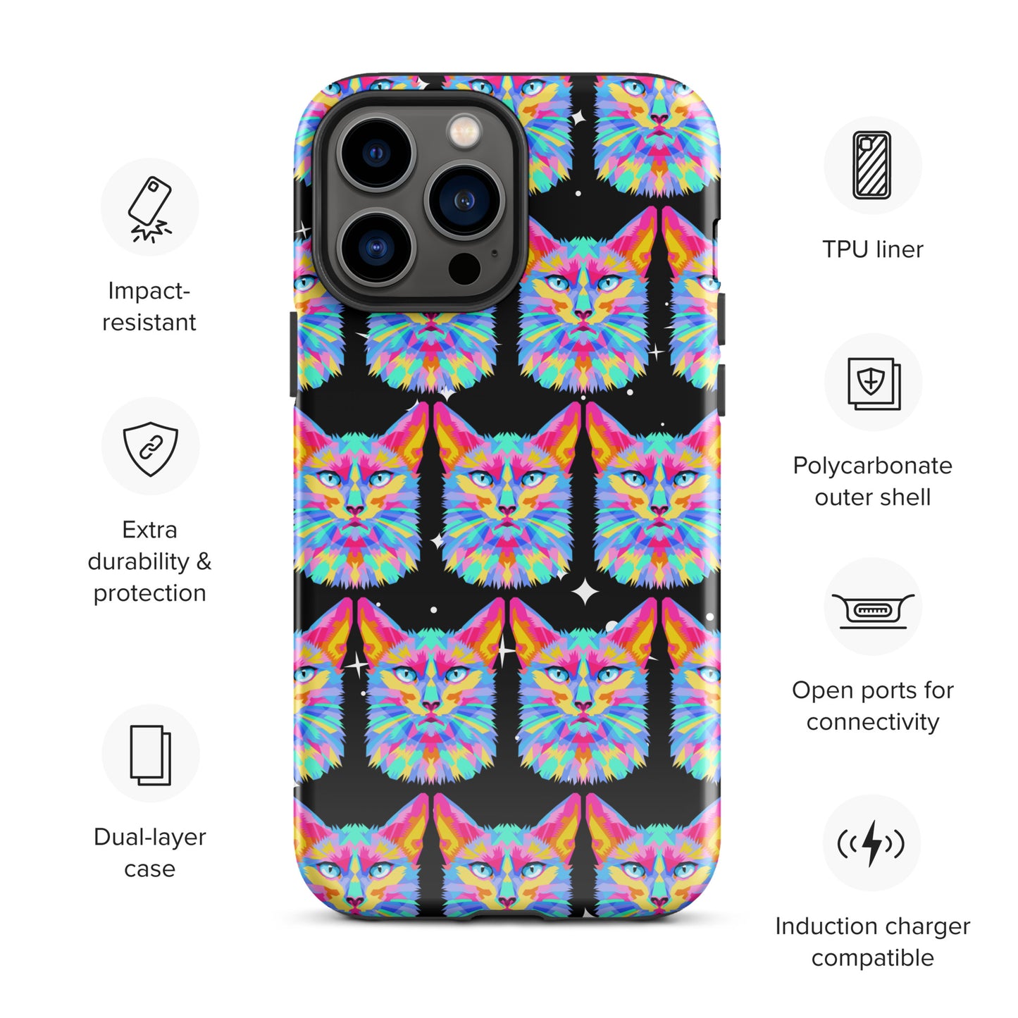 Colorful Space Cat Tough Case for iPhone® Kelsey's Korner Designed