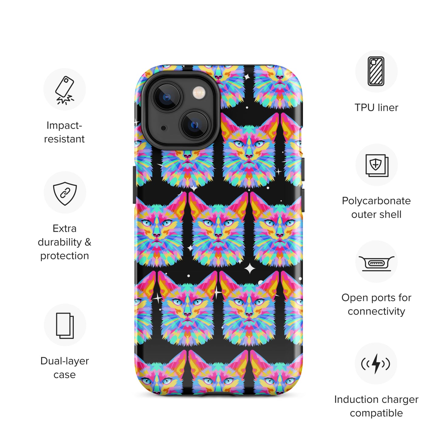 Colorful Space Cat Tough Case for iPhone® Kelsey's Korner Designed