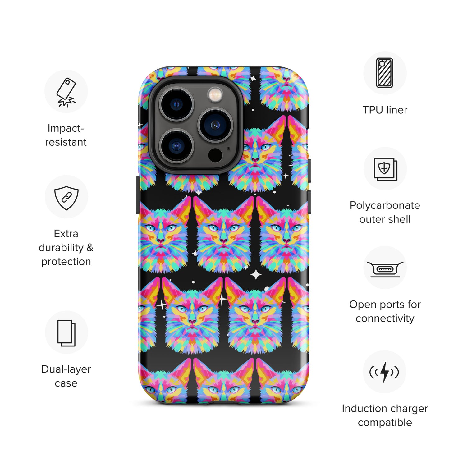 Colorful Space Cat Tough Case for iPhone® Kelsey's Korner Designed