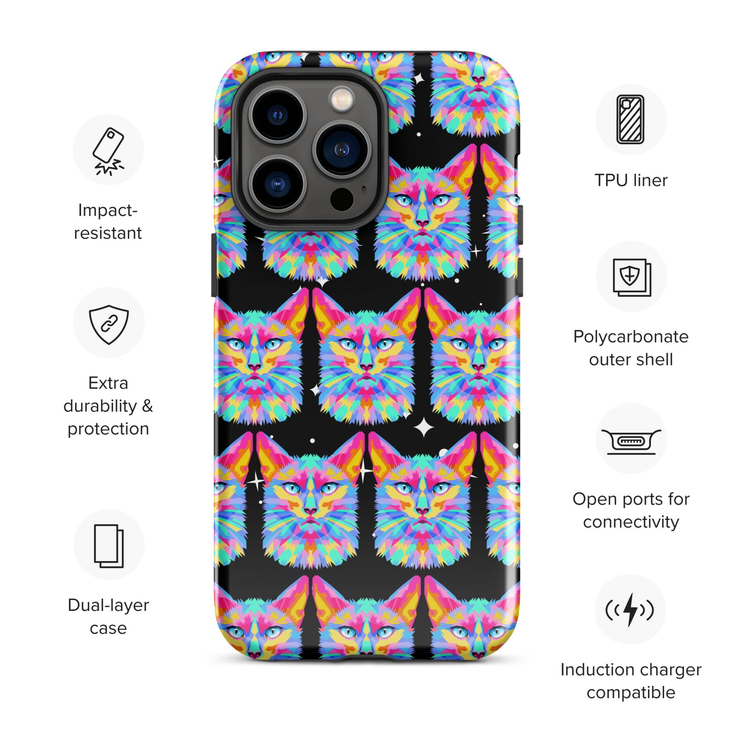 Colorful Space Cat Tough Case for iPhone® Kelsey's Korner Designed