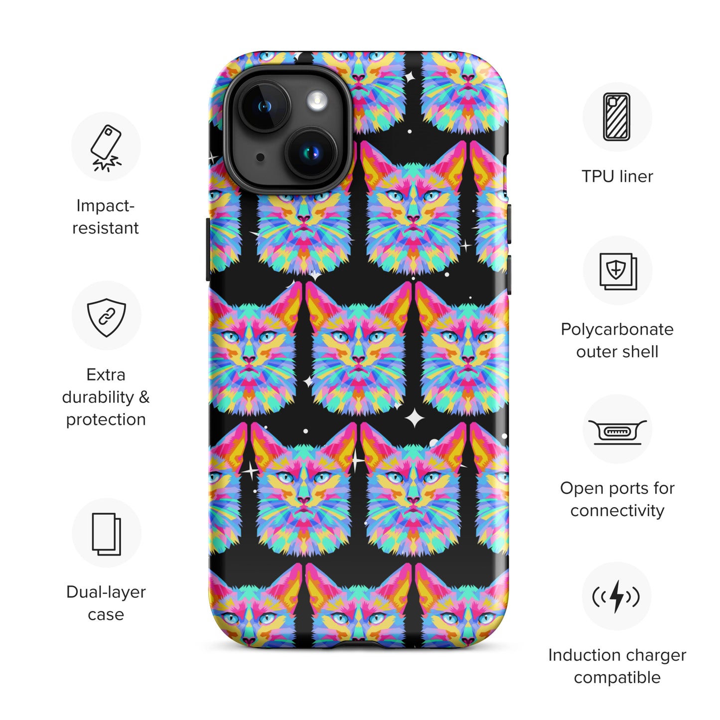 Colorful Space Cat Tough Case for iPhone® Kelsey's Korner Designed