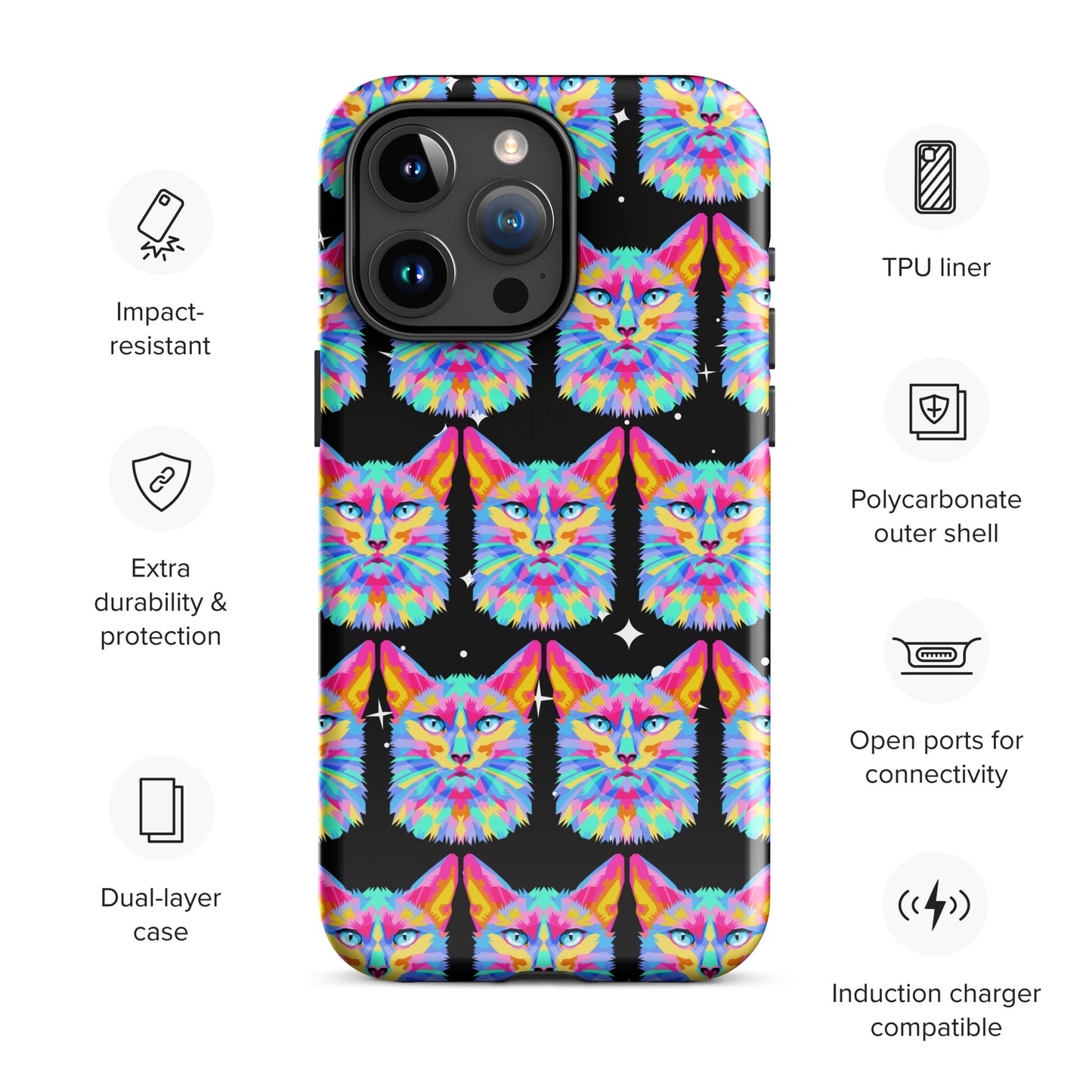 Colorful Space Cat Tough Case for iPhone® Kelsey's Korner Designed