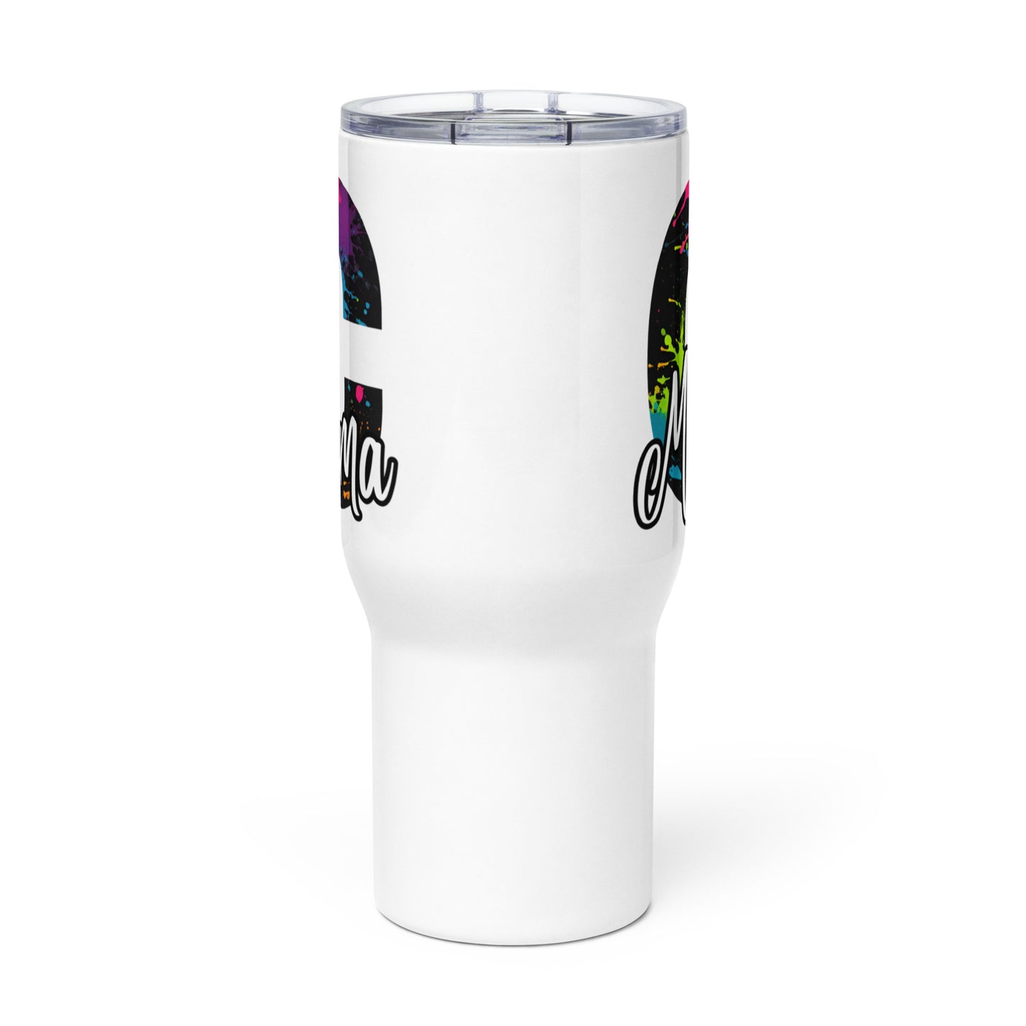 Mama Neon Splatter Initial Travel Mug with Handle