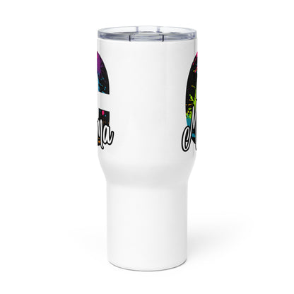 Mama Neon Splatter Initial Travel Mug with Handle