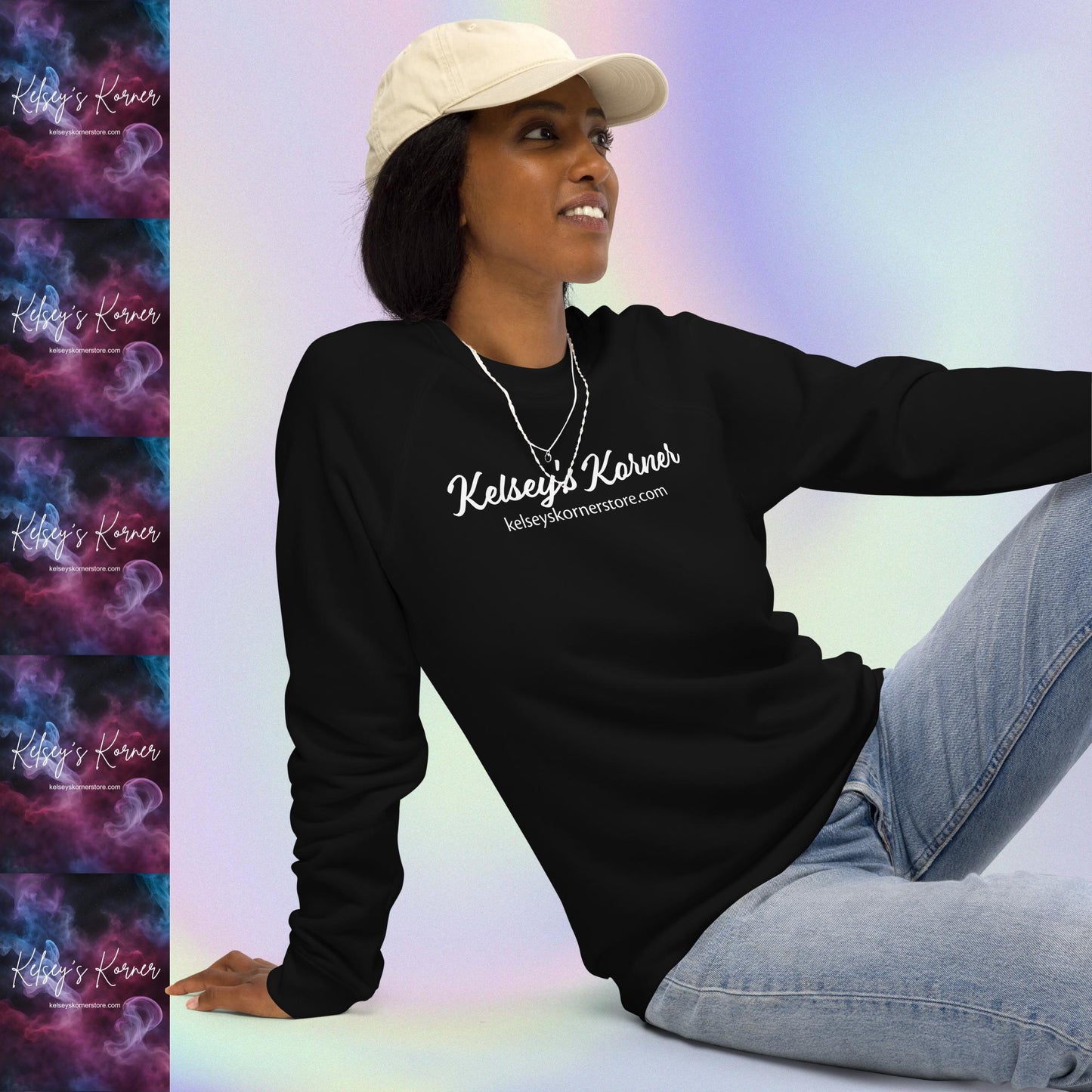 Unisex Organic Raglan Sweatshirt Kelsey's Korner Branded