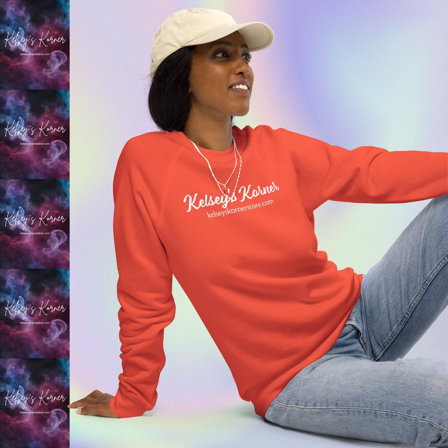 Unisex Organic Raglan Sweatshirt Kelsey's Korner Branded