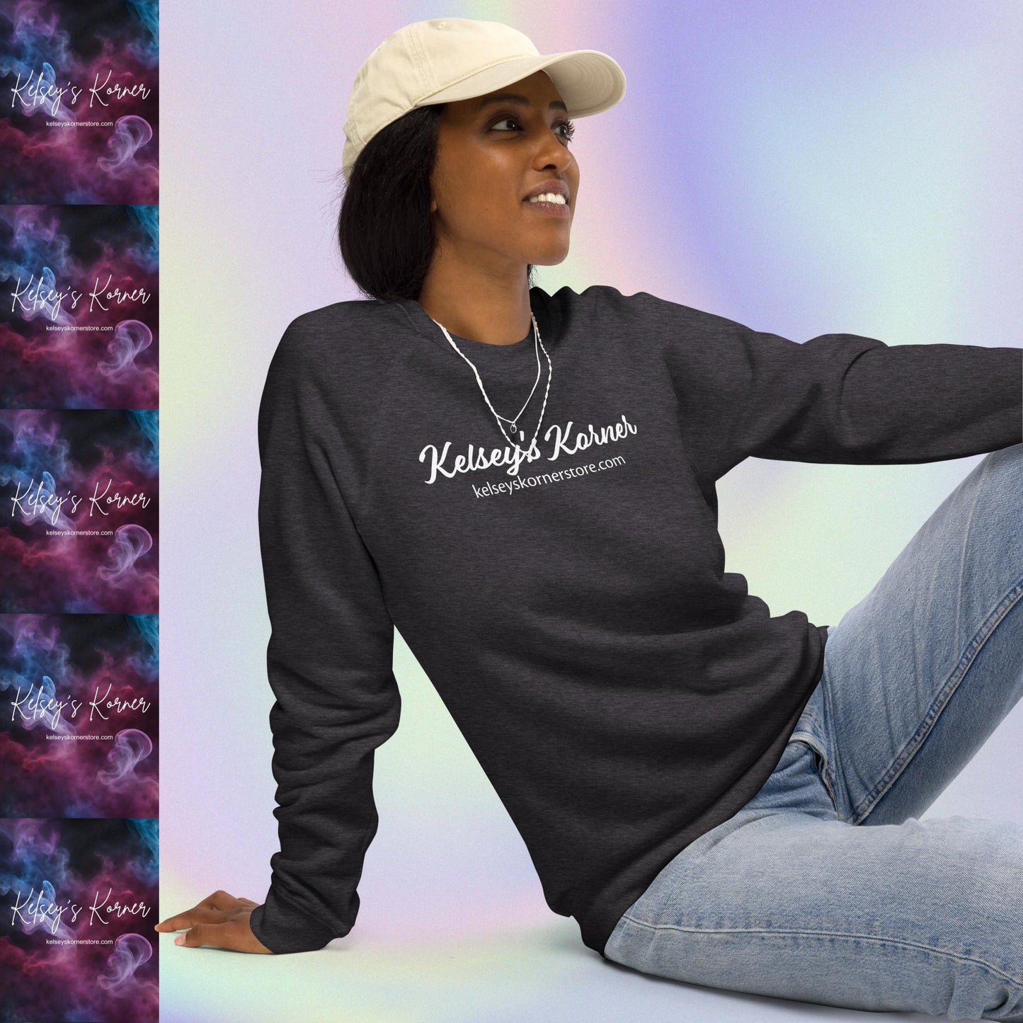 Unisex Organic Raglan Sweatshirt Kelsey's Korner Branded