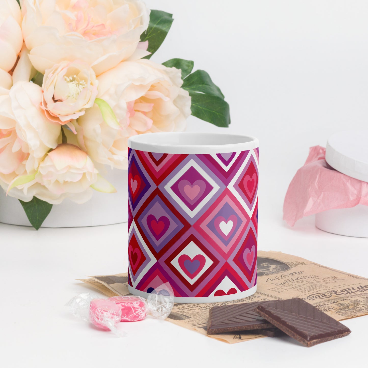 Valentine's Day Design White glossy mug