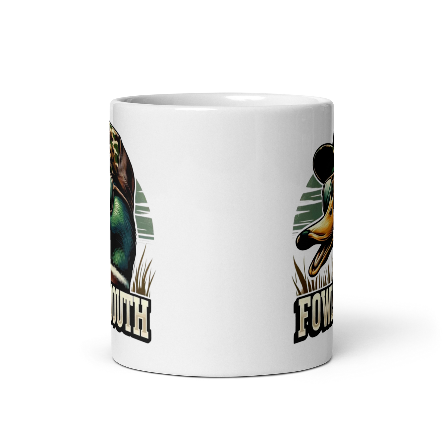 White Glossy Mug Fowl Mouth Duck Design