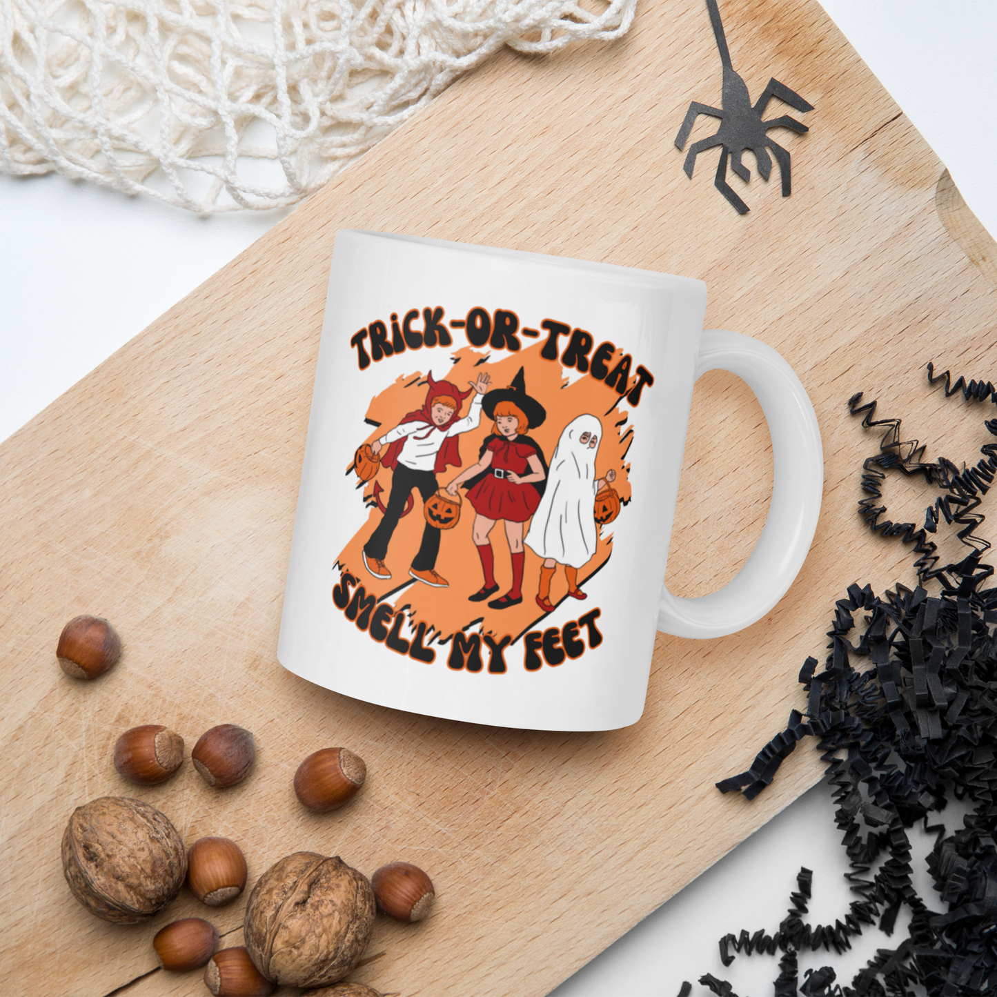 White Glossy Mug Halloween Trick-or-treat