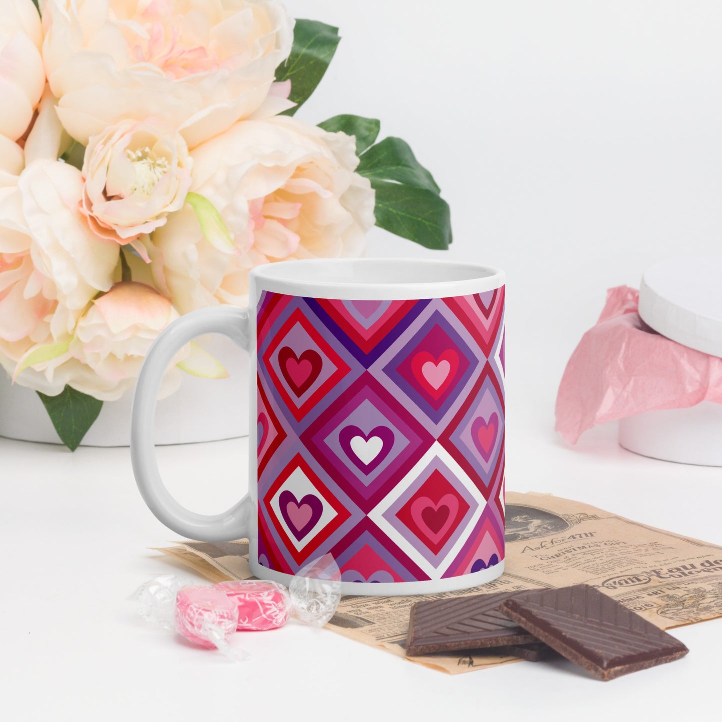 Valentine's Day Design White glossy mug