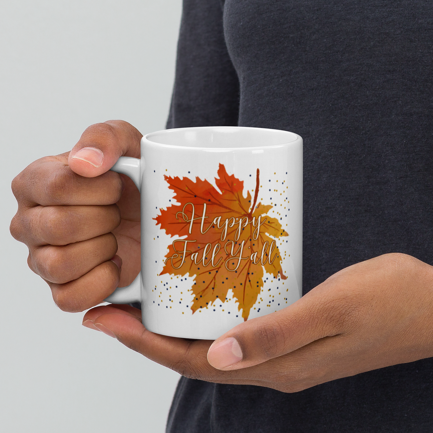 White Glossy Mug Fall Design