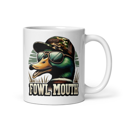 White Glossy Mug Fowl Mouth Duck Design