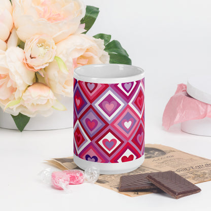 Valentine's Day Design White glossy mug