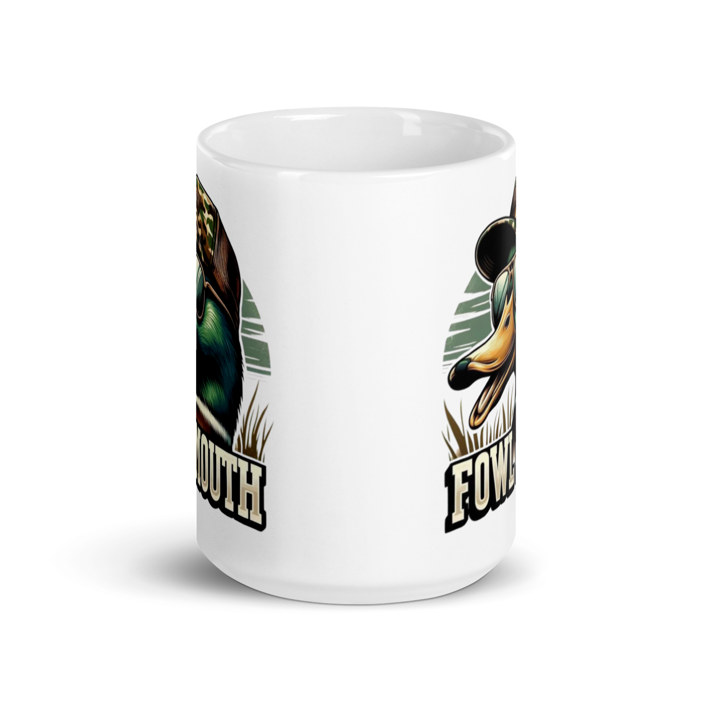 White Glossy Mug Fowl Mouth Duck Design