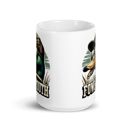 White Glossy Mug Fowl Mouth Duck Design