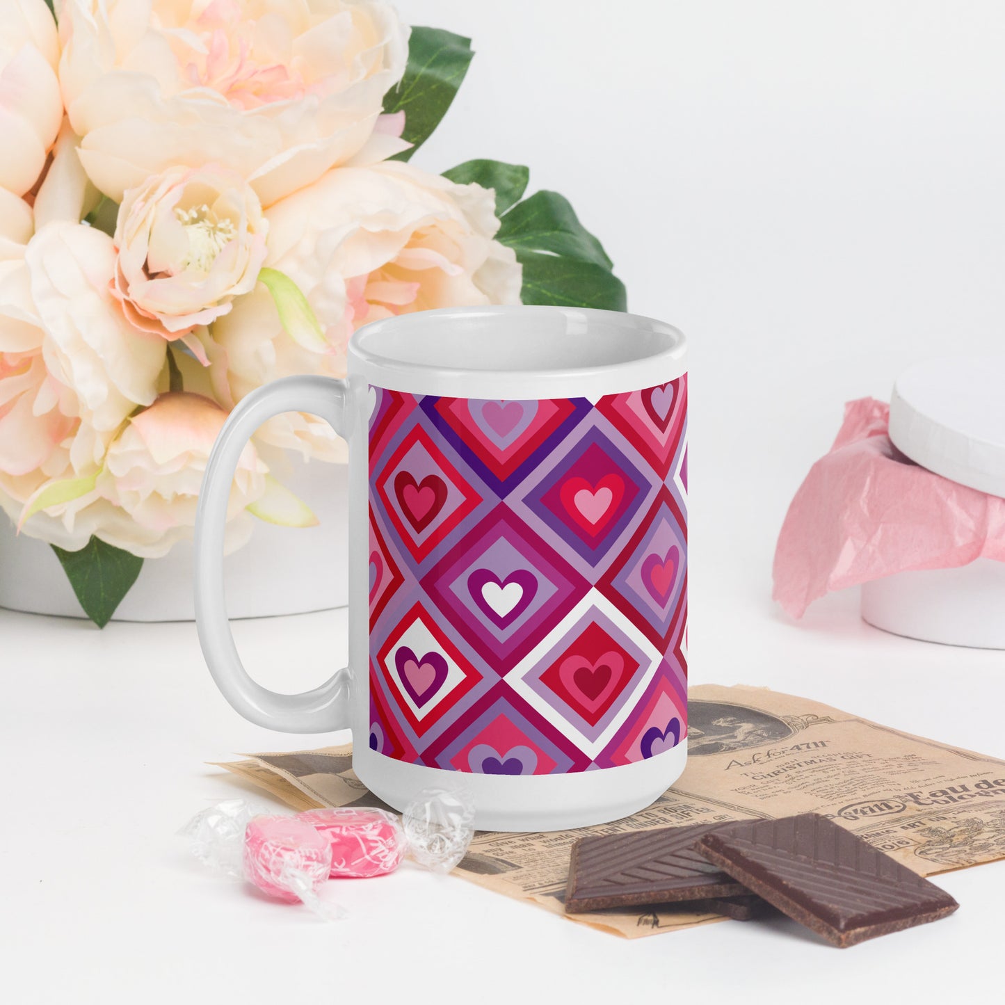 Valentine's Day Design White glossy mug