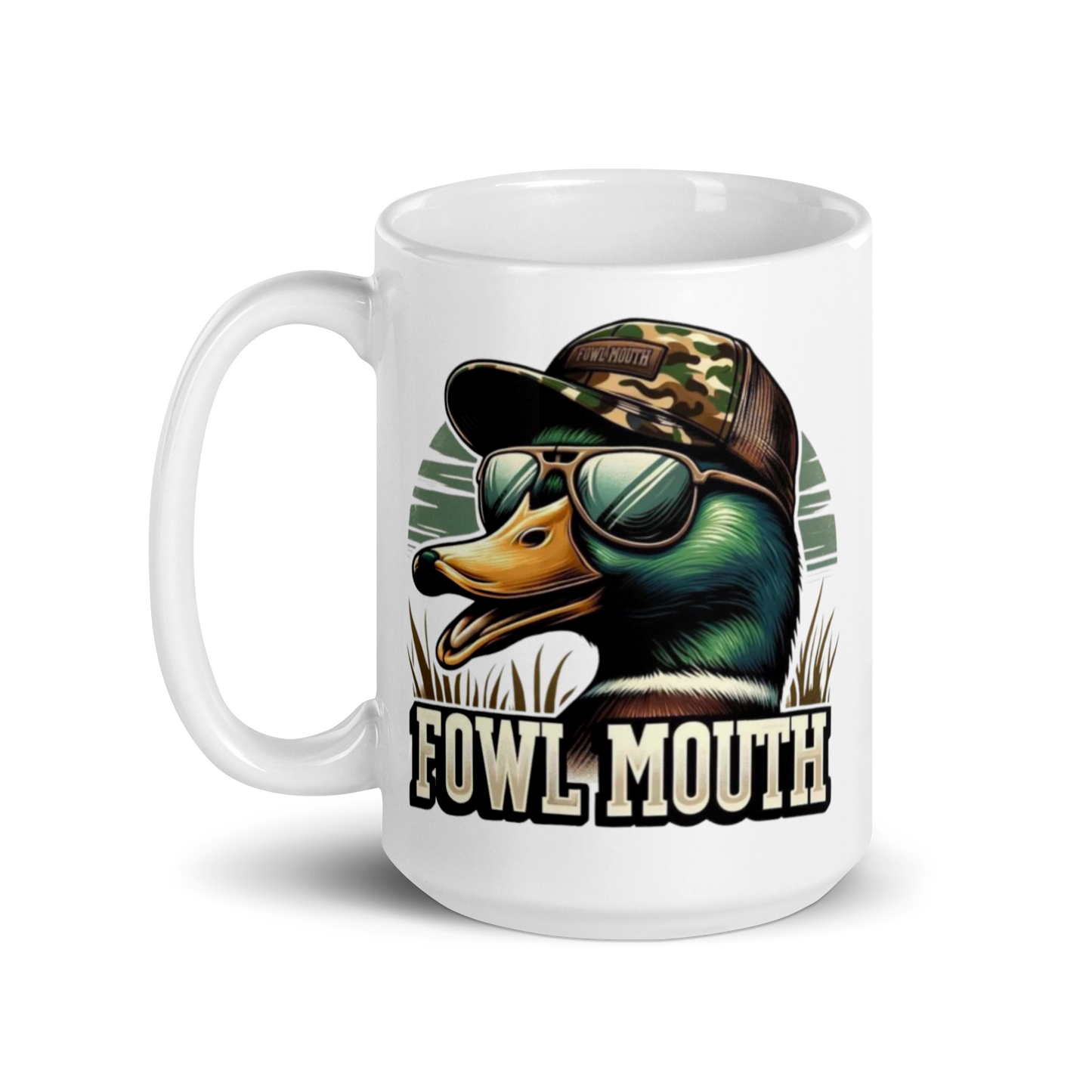 White Glossy Mug Fowl Mouth Duck Design