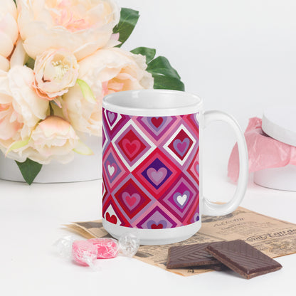 Valentine's Day Design White glossy mug