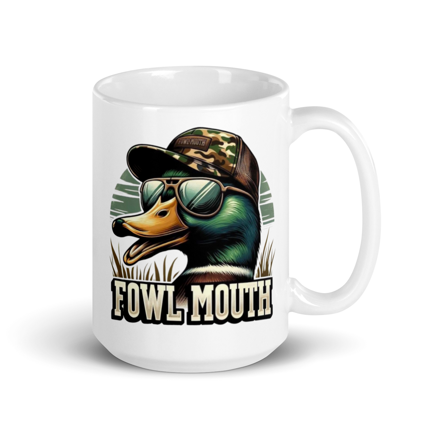 White Glossy Mug Fowl Mouth Duck Design