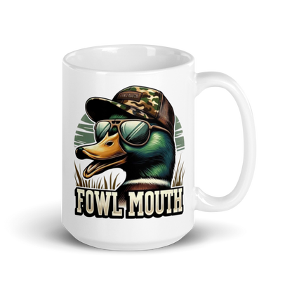 White Glossy Mug Fowl Mouth Duck Design